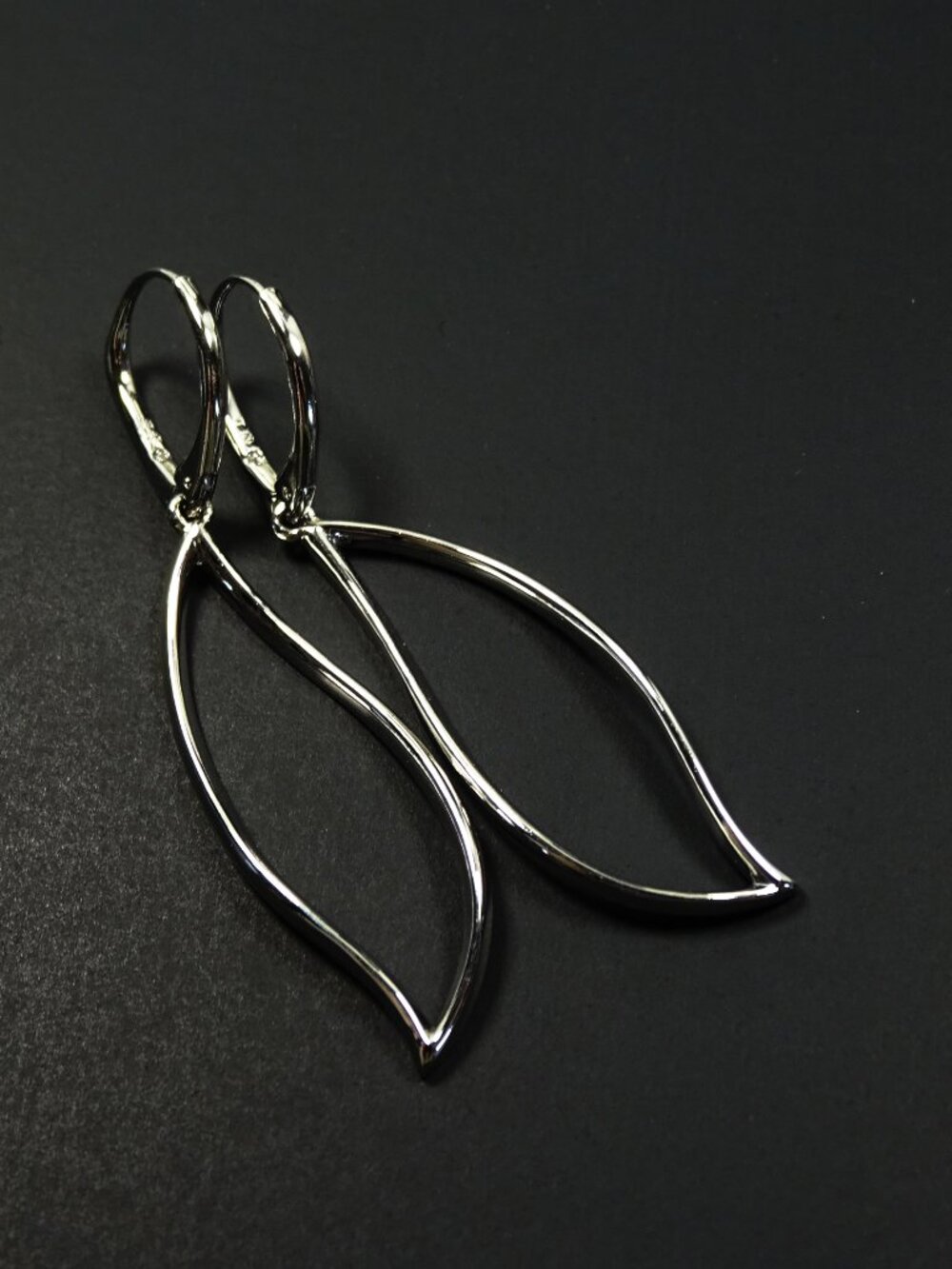 NADRI Rhodium Plate Metal & Clear Cubic Zirconia Leaf Dangle Earrings - Picture 4 of 9